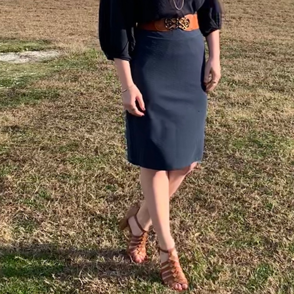 LulaRoe Teal Medium Stretch Knit Pencil Skirt